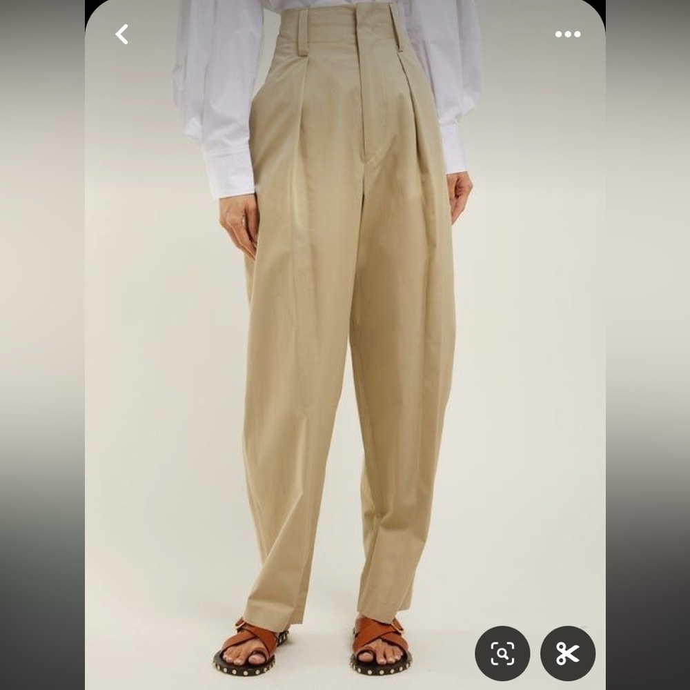 Isabel Marant Beige High-Waist Pleated Trousers
